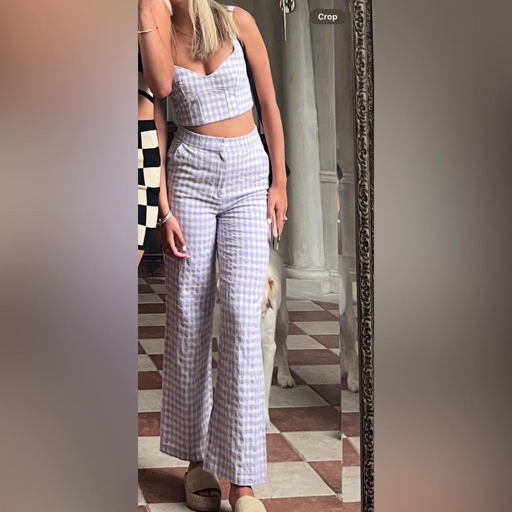 Zara Gingham Purple Top